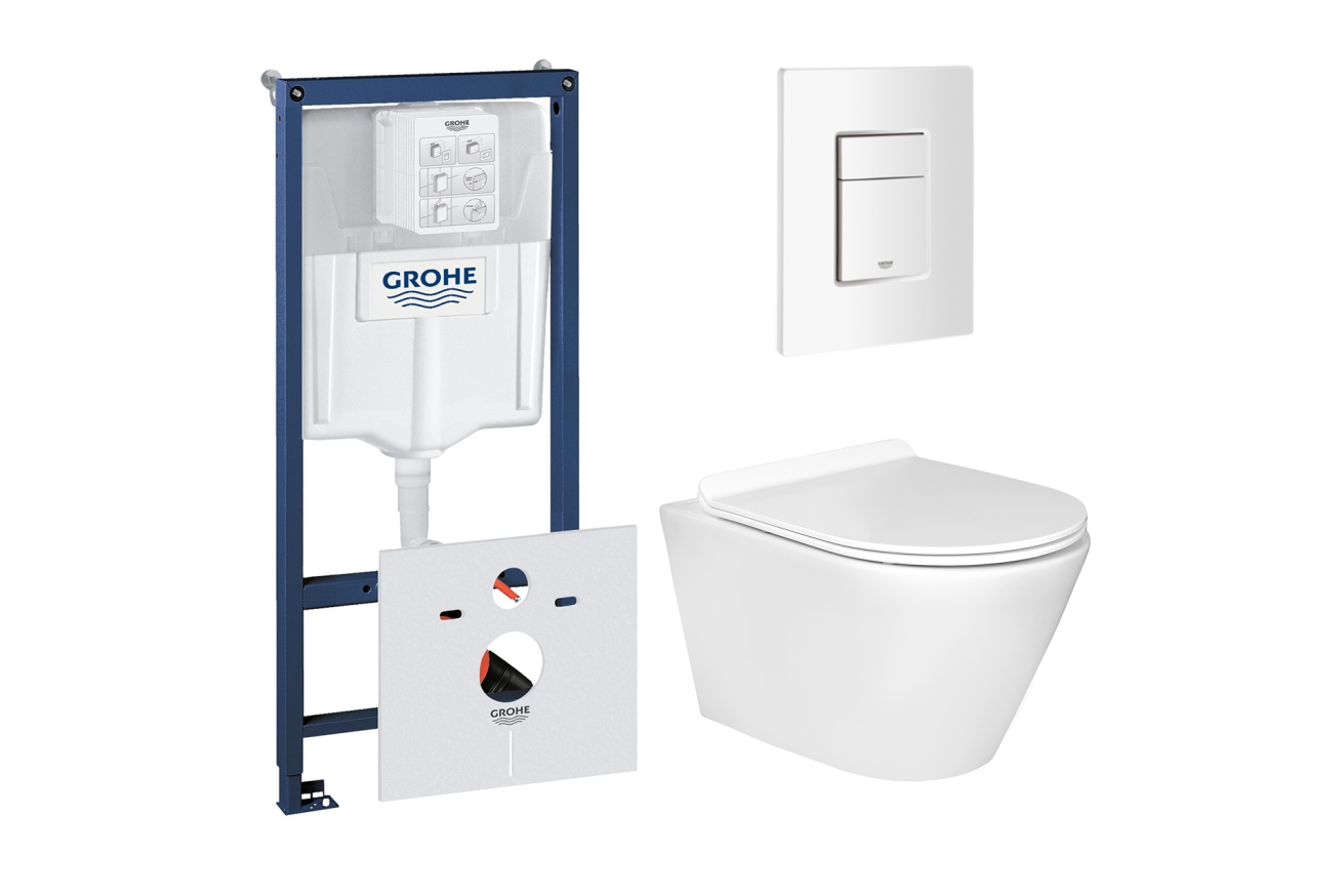 Комплект инсталляции GROHE 38772SH0 с унитазом Aquatek АЛЬФА и сиденьем с микролифтом (NW0198)