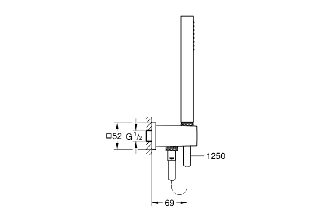 Душевой набор GROHE Euphoria Cube, 1 режим, 1250 мм, 9,5 л/мин, хром (26405000)