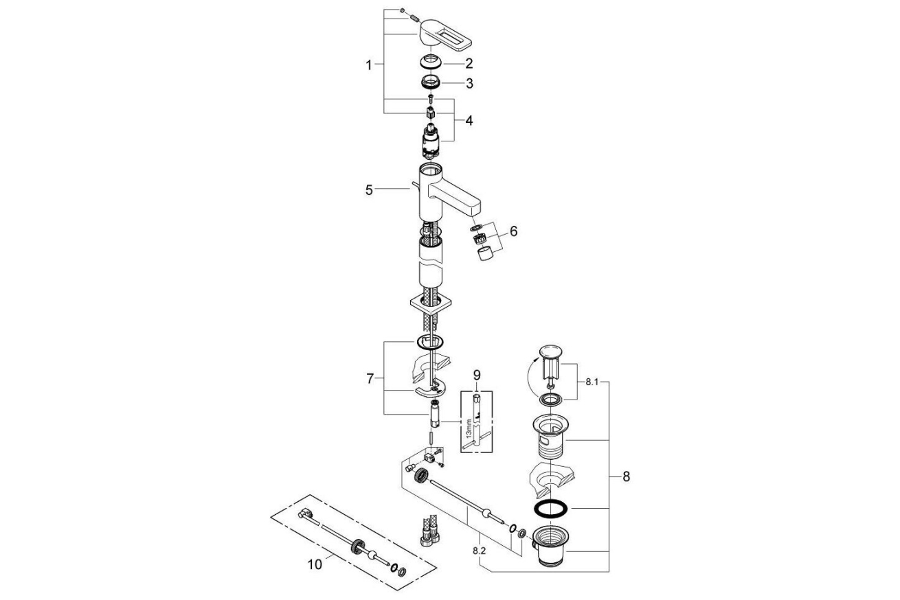 Смеситель для раковины GROHE Quadra, хром (32633000)