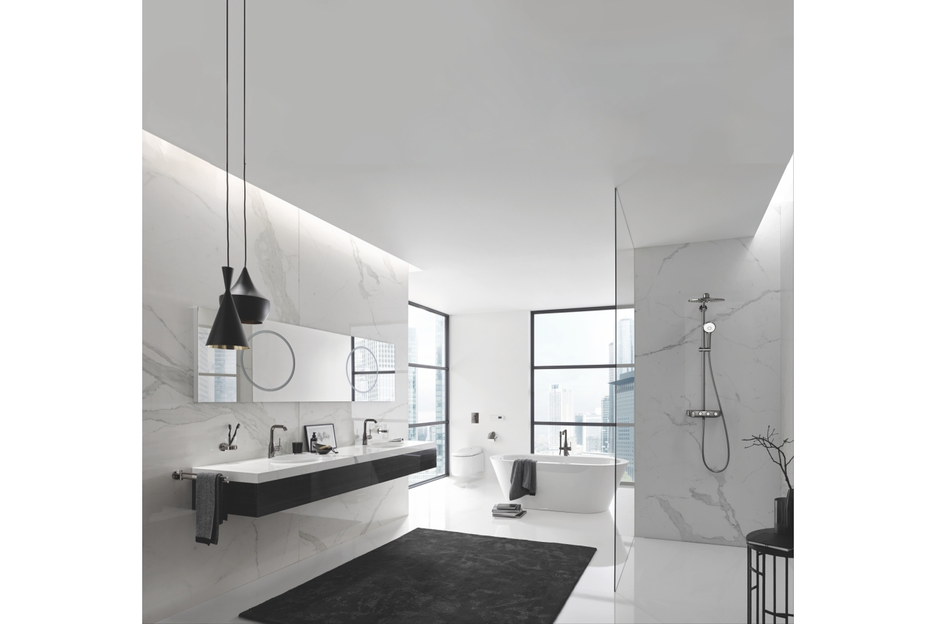 Внешняя часть смесителя для ванны GROHE Essence напольного монтажа, темный графит матовый (25248AL1)