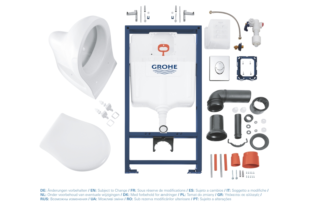Комплект инсталляции GROHE Solido Perfect 4 в 1 с подвесным унитазом Lecico Perth и сиденьем (39192000)
