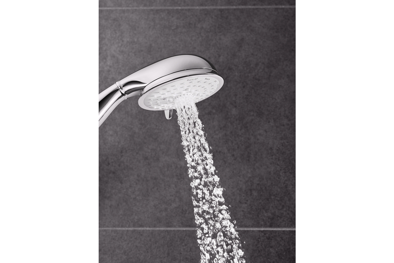 Душевой гарнитур GROHE Tempesta Rustic 100 с мыльницей, 4 режима струи, душевая штанга 600 мм, 9,5 л/мин, хром (27609001)