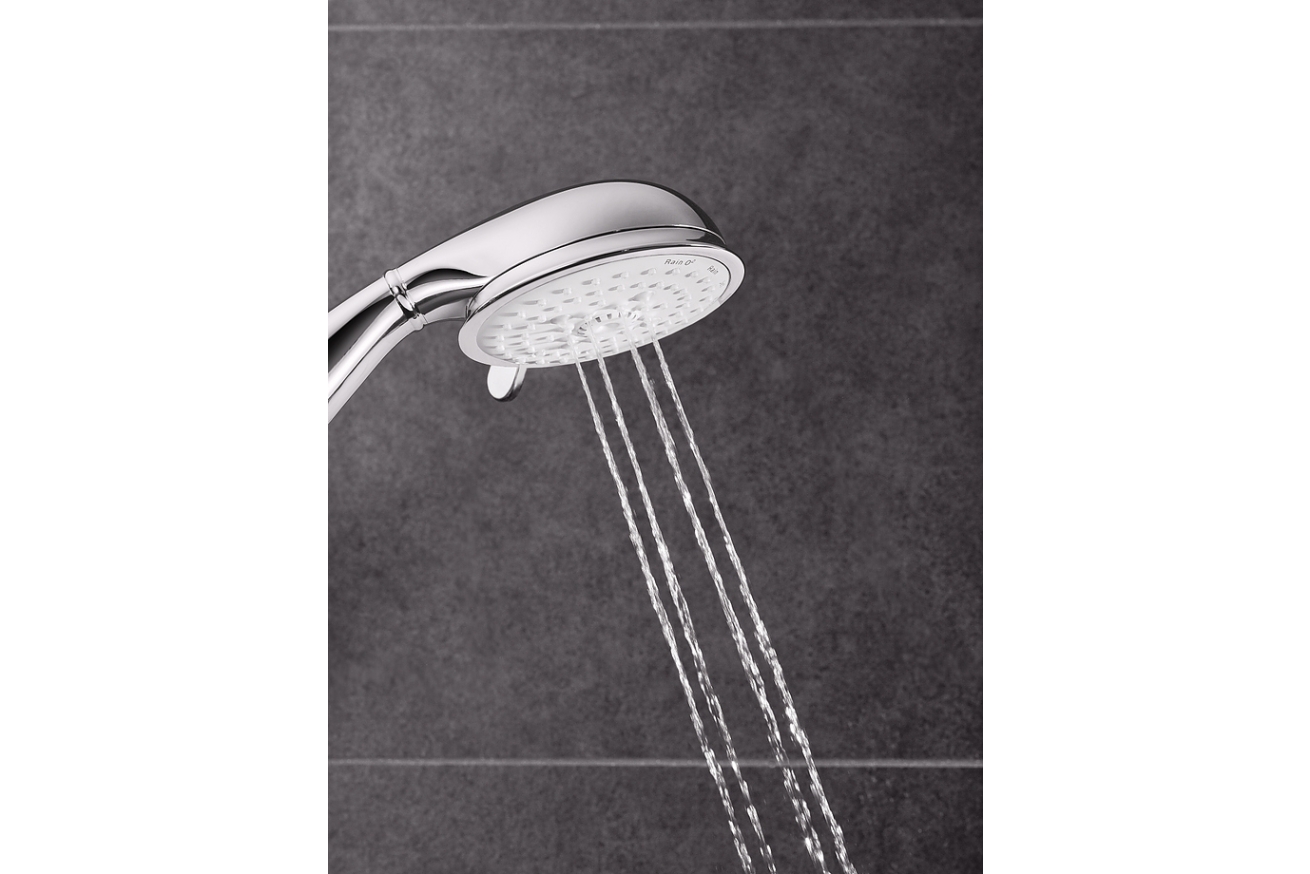 Душевой гарнитур GROHE Tempesta Rustic 100 с мыльницей, 4 режима струи, душевая штанга 600 мм, 9,5 л/мин, хром (27609001)