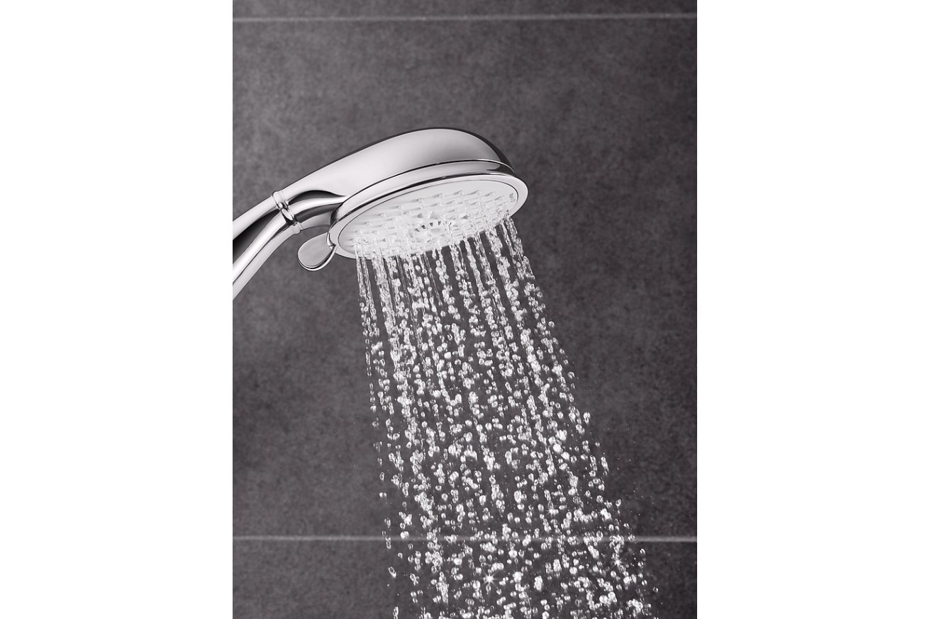 Душевой гарнитур GROHE Tempesta Rustic 100 с мыльницей, 4 режима струи, душевая штанга 600 мм, 9,5 л/мин, хром (27609001)