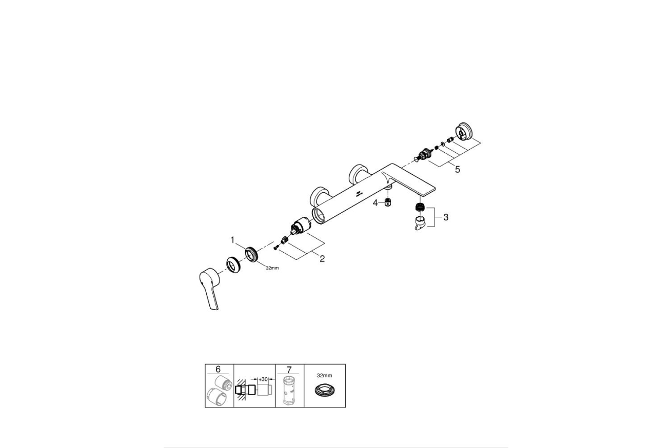 Смеситель для ванны GROHE Allure, хром (32826001)