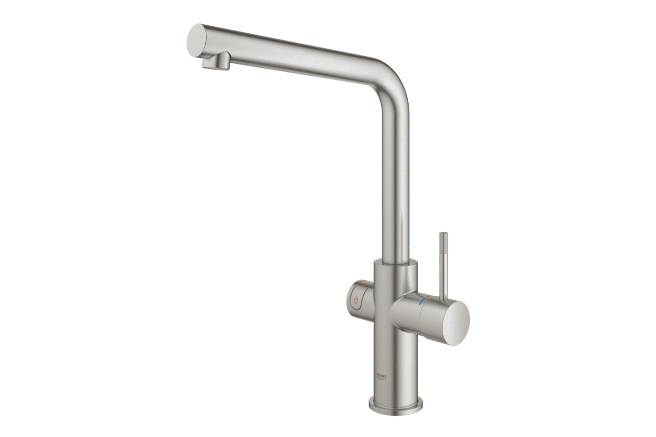 Комплект для кухни GROHE Red Duo с L-образным смесителем, бойлером L-Size и фильтром, суперсталь (30325DC1)