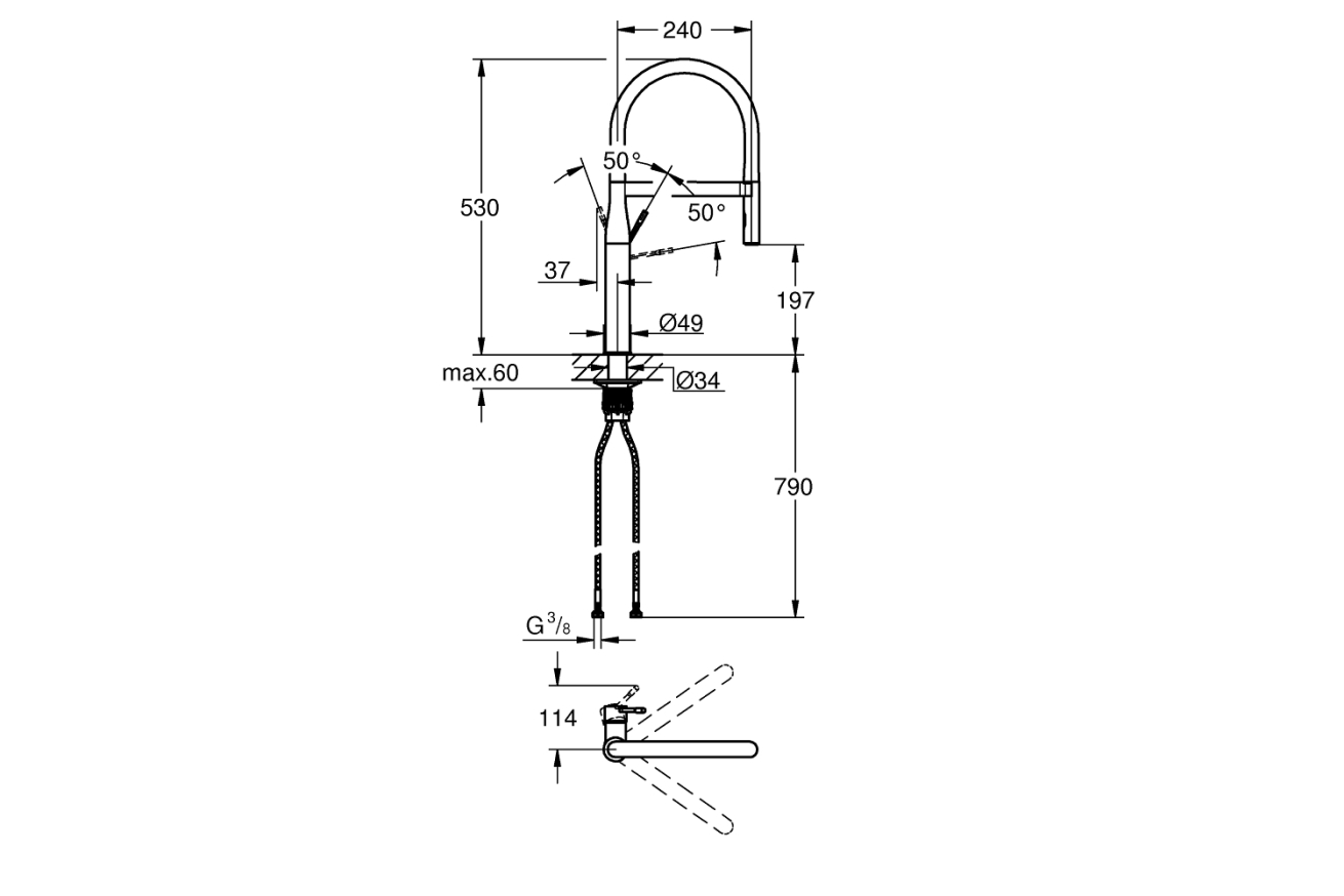 Смеситель для кухни GROHE Essence профессиональный, суперсталь (30294DC0)