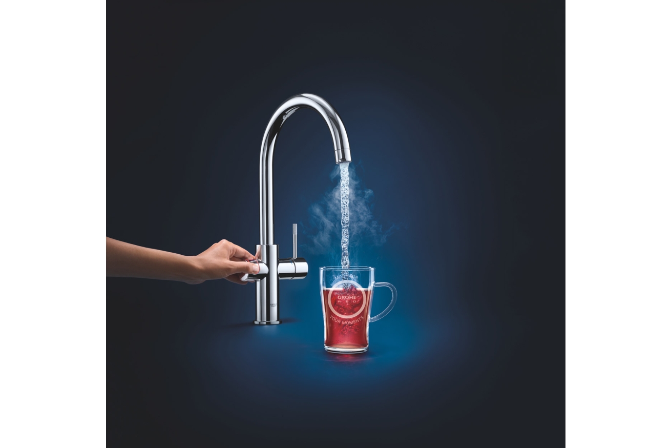 Комплект для кухни GROHE Red Duo с C-образным смесителем, бойлером M-Size и фильтром, хром (30083001)