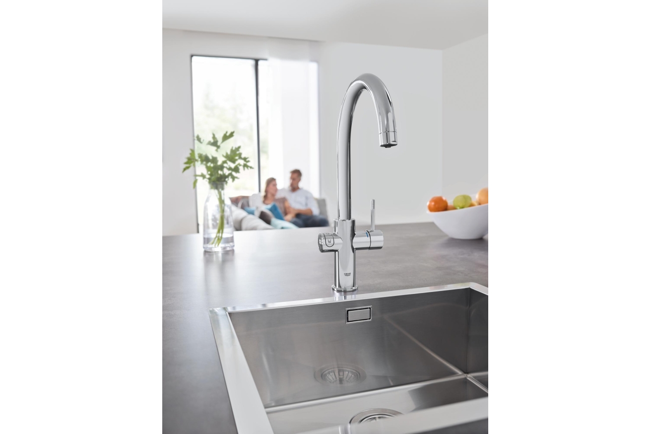 Смеситель для кухни GROHE Blue Home с системой фильтрации, охлаждения и газирования воды, хром (31455001)