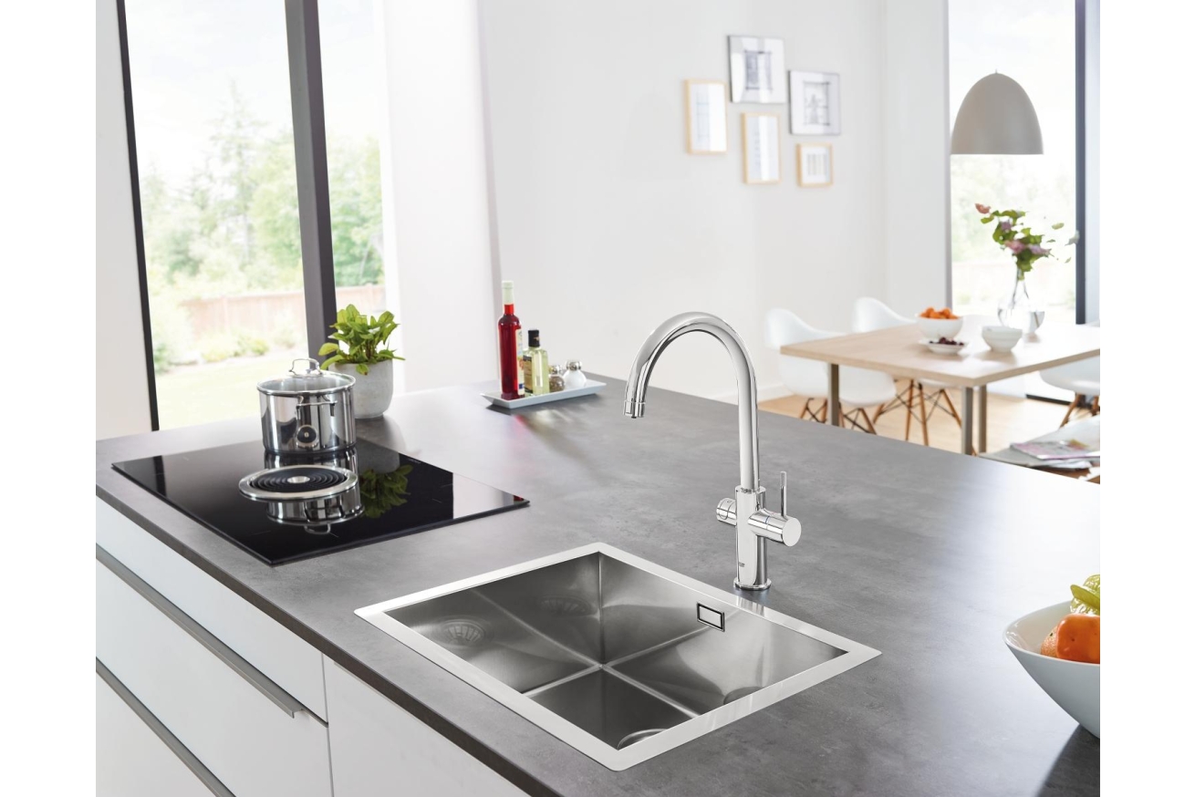 Смеситель для кухни GROHE Blue Home с системой фильтрации, охлаждения и газирования воды, хром (31455001)