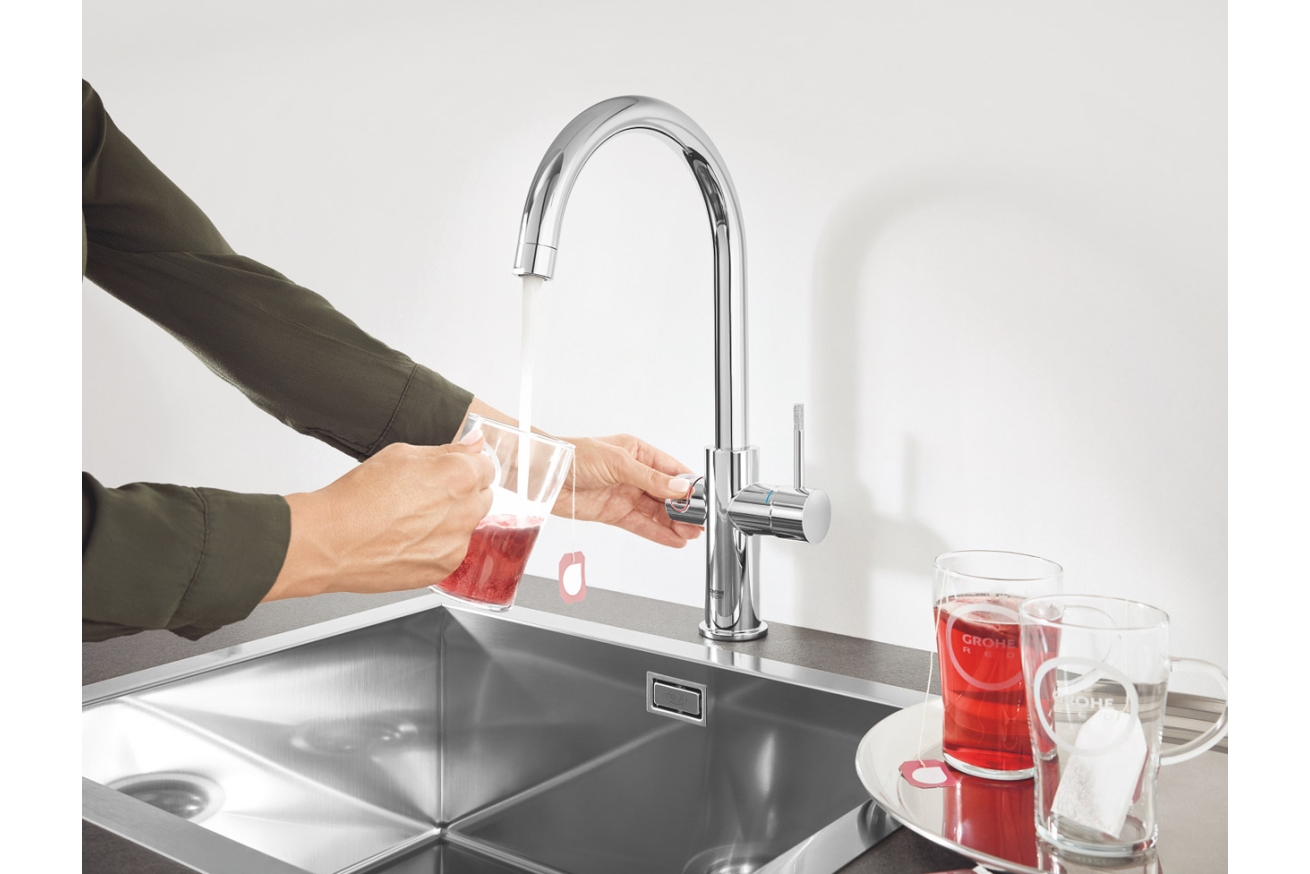 Комплект для кухни GROHE Red Duo с C-образным смесителем, бойлером M-Size и фильтром, хром (30083001)