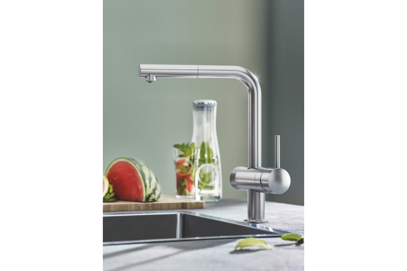 Смеситель для кухни GROHE Blue Pure Minta с функцией фильтрации, с фильтром в комплекте, суперсталь (30382DC0)