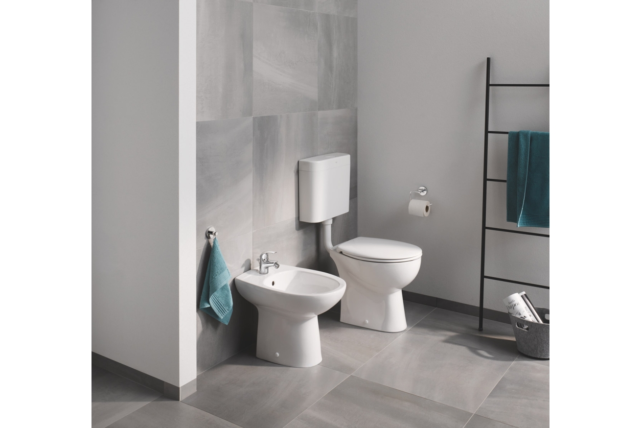 Унитаз напольный безободковый GROHE Bau Ceramic, горизонтальный выпуск (без сиденья), альпин-белый (39430000)