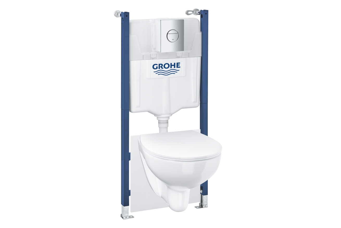 Комплект инсталляции GROHE Solido 5 в 1 с подвесным унитазом Bau Ceramic и сиденьем (39900000)