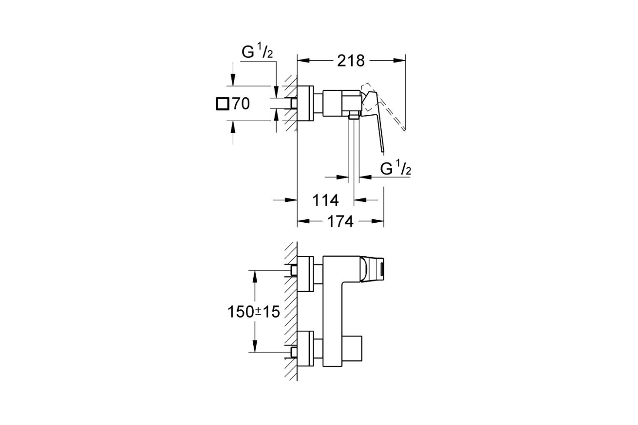 Смеситель для душа GROHE Eurocube, хром (23145000)