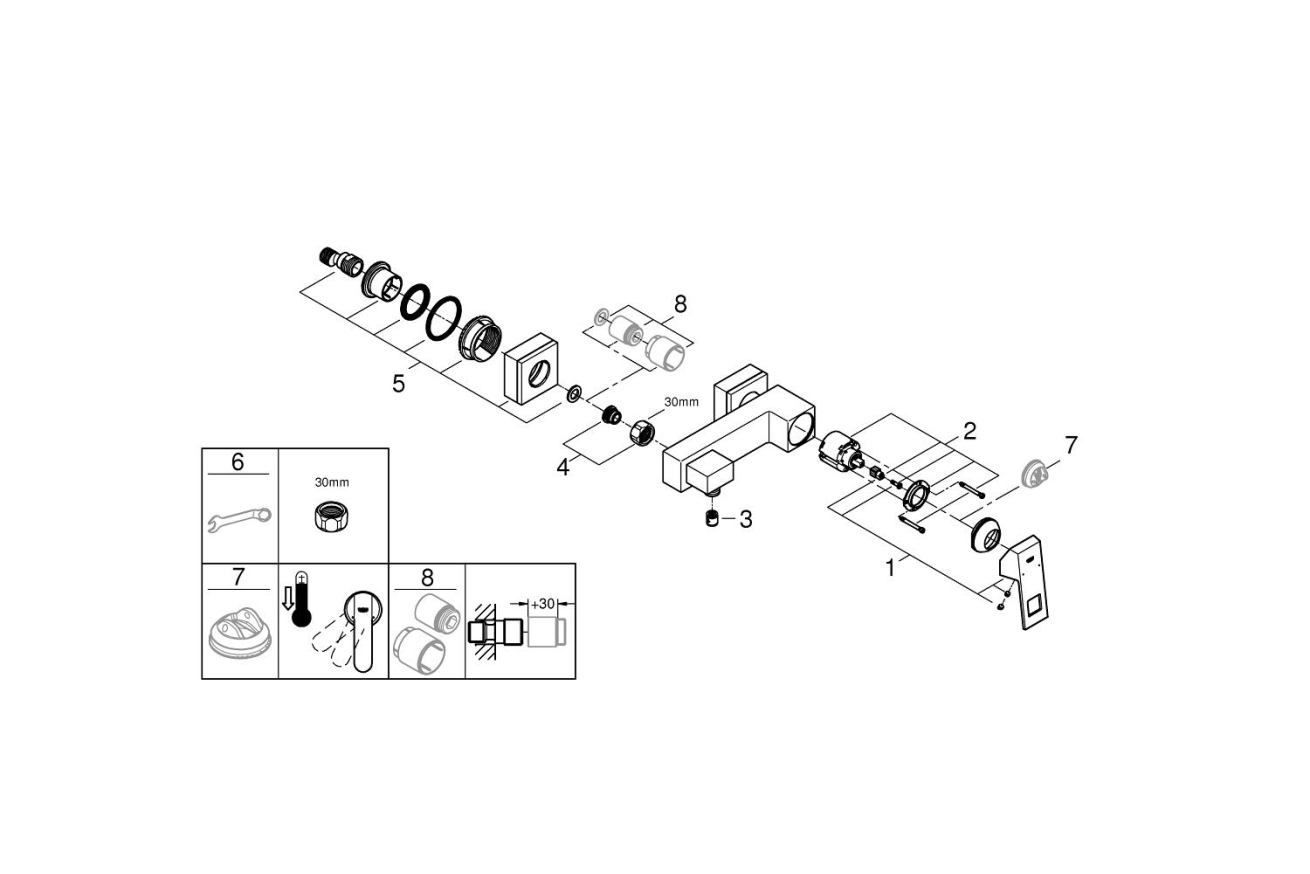 Смеситель для душа GROHE Eurocube, хром (23145000)