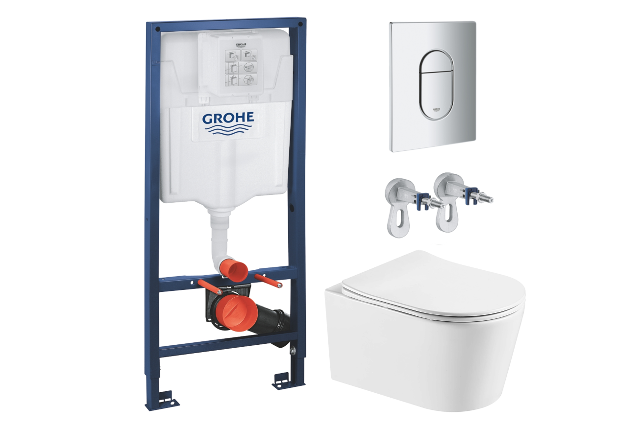 Комплект инсталляции GROHE Rapid SL NW0145/S с унитазом Aquatek ОБЕРОН AQ1365T-00 и сиденьем с микролифтом (NW0249)