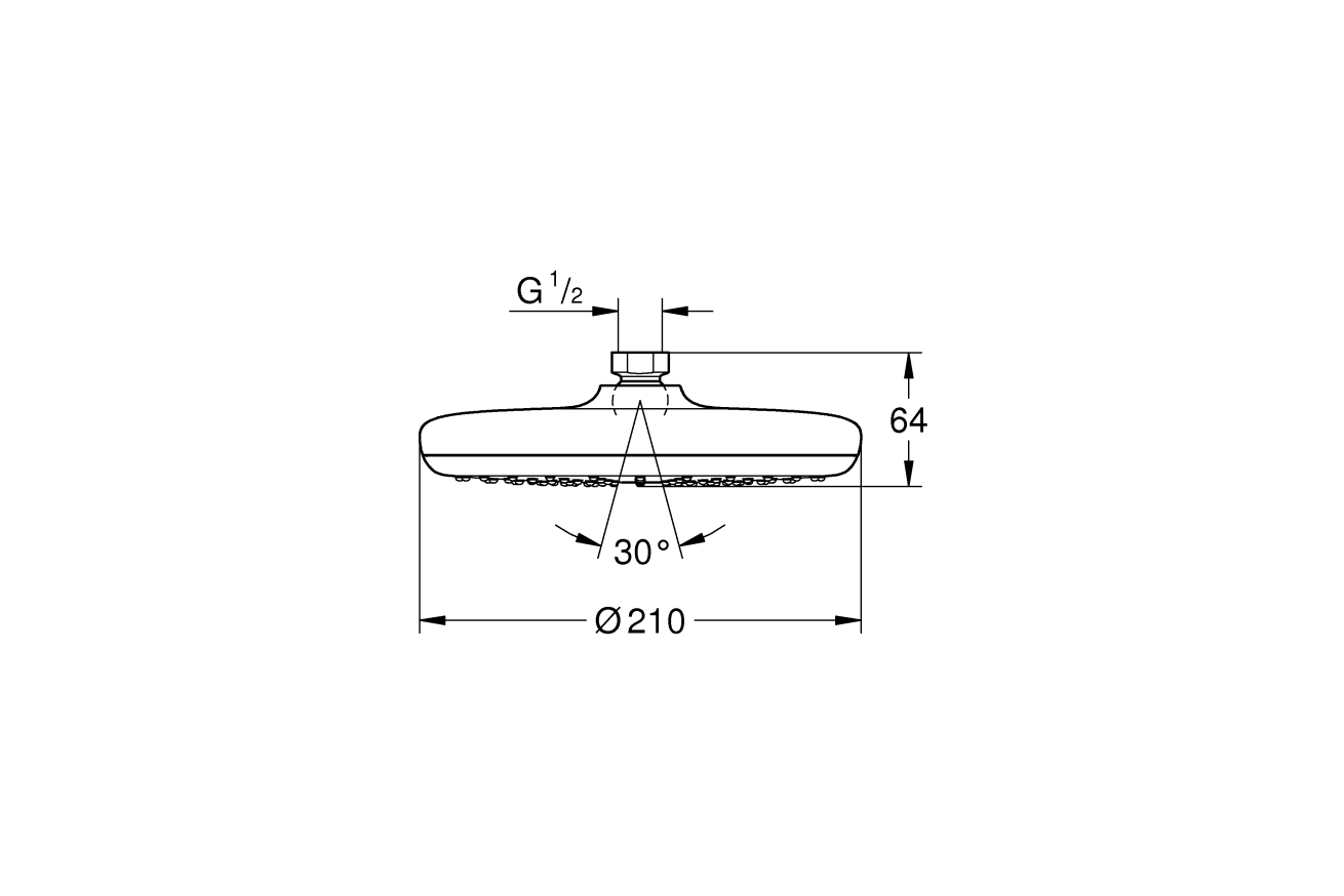 Верхний душ GROHE Tempesta 210, 1 режим, хром (26408000)
