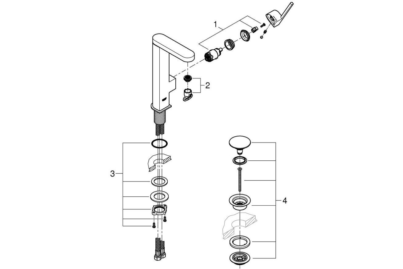 Смеситель для раковины GROHE Plus, L-size, хром (23873003)
