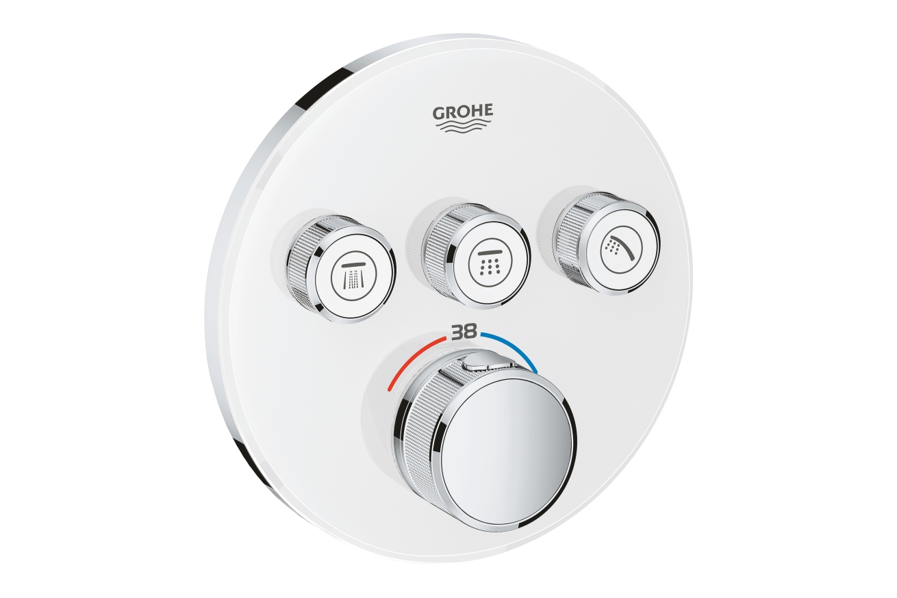 Внешняя часть термостата для ванны и душа GROHE Grohtherm SmartControl на 3 потребителя, белая луна (29904LS0)