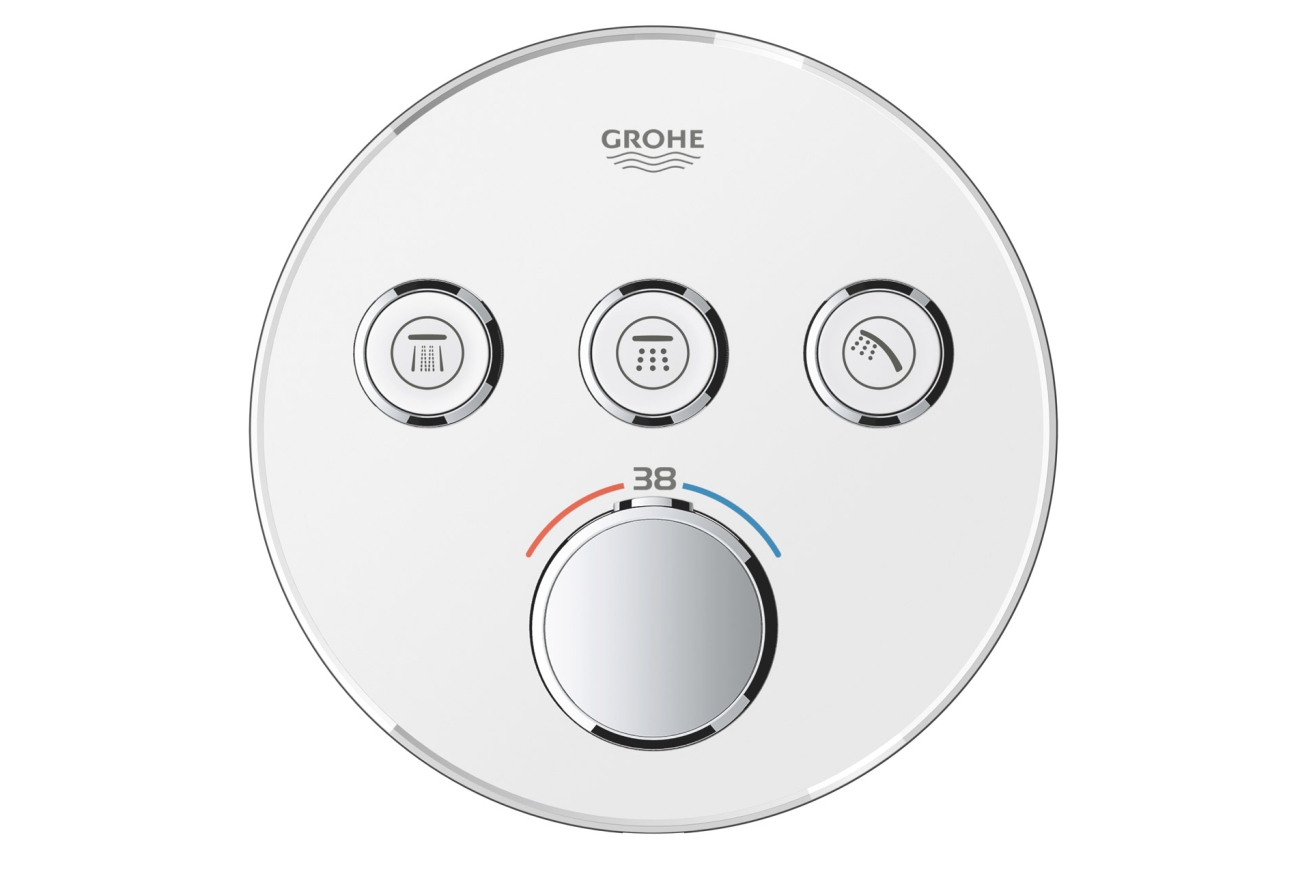 Внешняя часть термостата для ванны и душа GROHE Grohtherm SmartControl на 3 потребителя, белая луна (29904LS0)