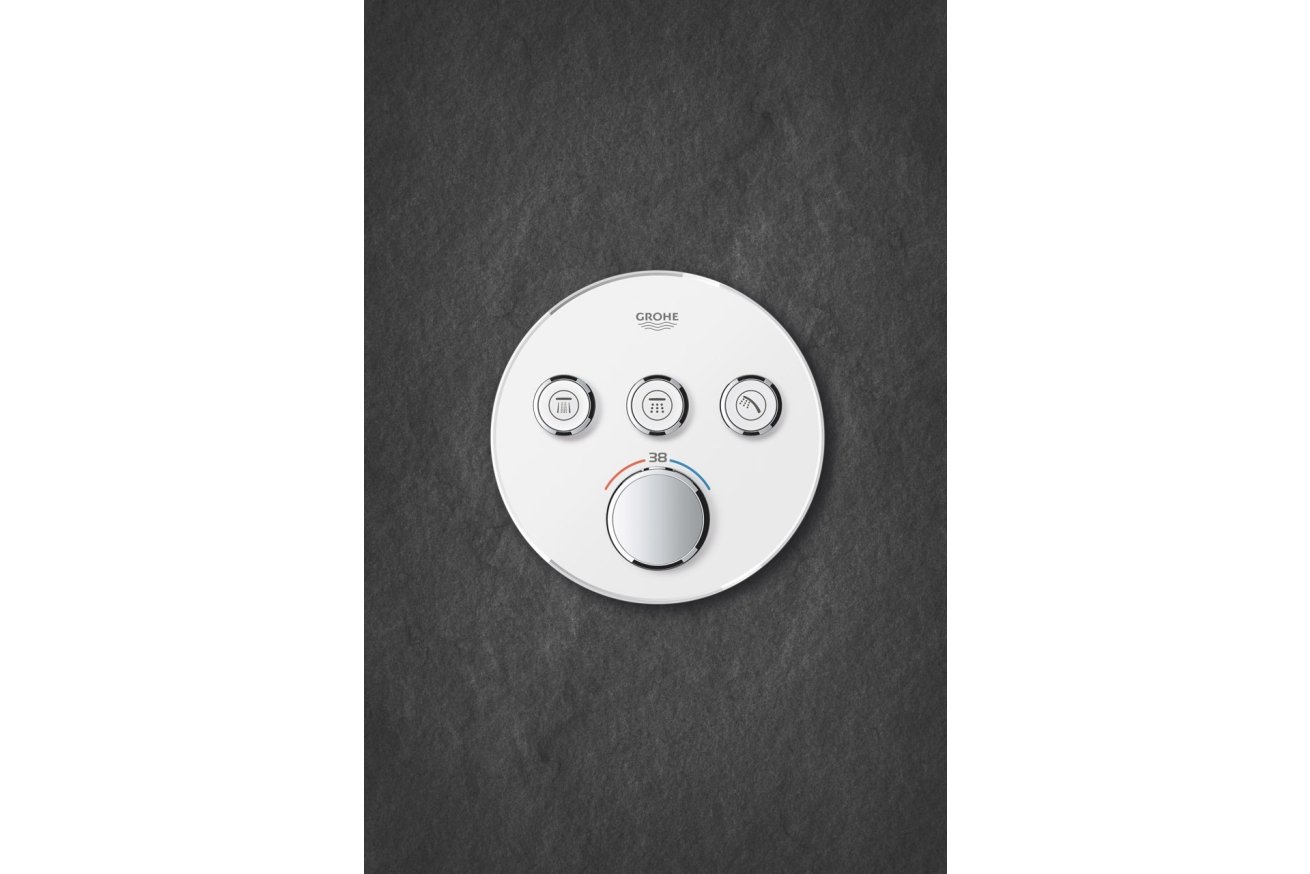 Внешняя часть термостата для ванны и душа GROHE Grohtherm SmartControl на 3 потребителя, белая луна (29904LS0)