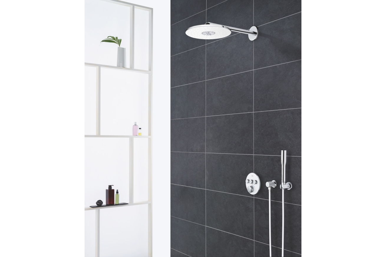 Внешняя часть термостата для ванны и душа GROHE Grohtherm SmartControl на 3 потребителя, белая луна (29904LS0)