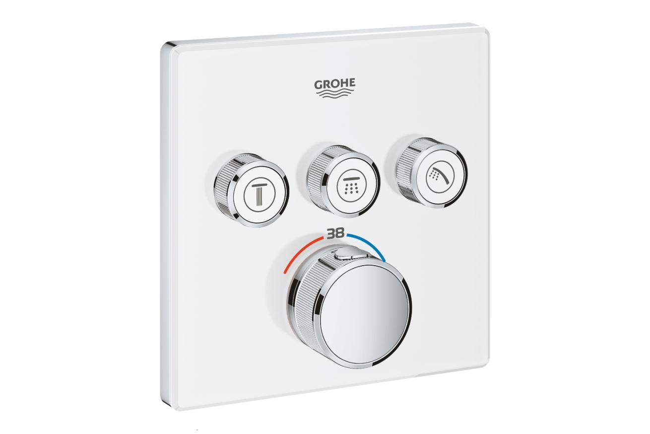 Внешняя часть термостата для ванны и душа GROHE Grohtherm SmartControl на 3 потребителя, белая луна (29157LS0)