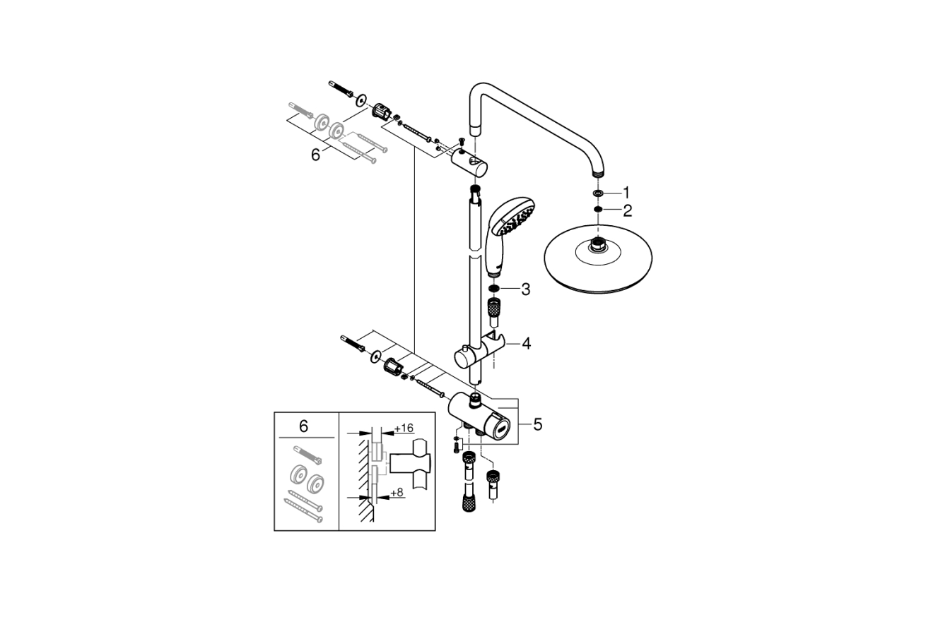 Душевая система GROHE Vitalio Start System 210 с переключателем потоков, хром (26382001)