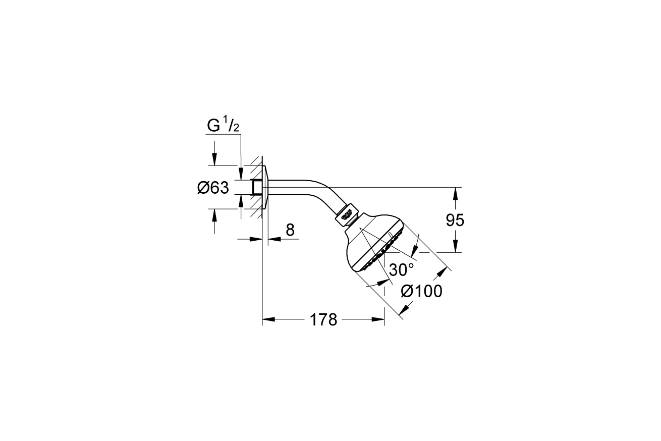 Верхний душ GROHE New Tempesta 100 III, 3 режима, хром (26088001)