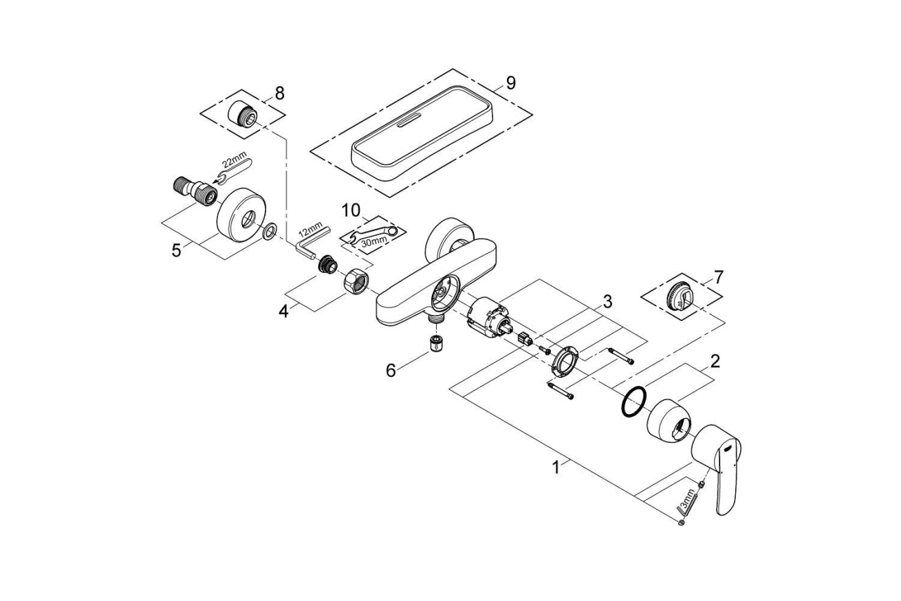 Смеситель для душа GROHE Wave Cosmopolitan, хром (23208000)