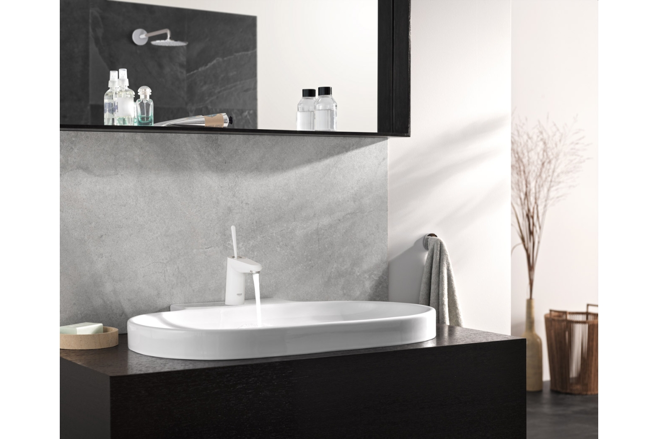 Смеситель для раковины GROHE Eurodisc Joy с донным клапаном, S-size, белая луна (23425LS0)