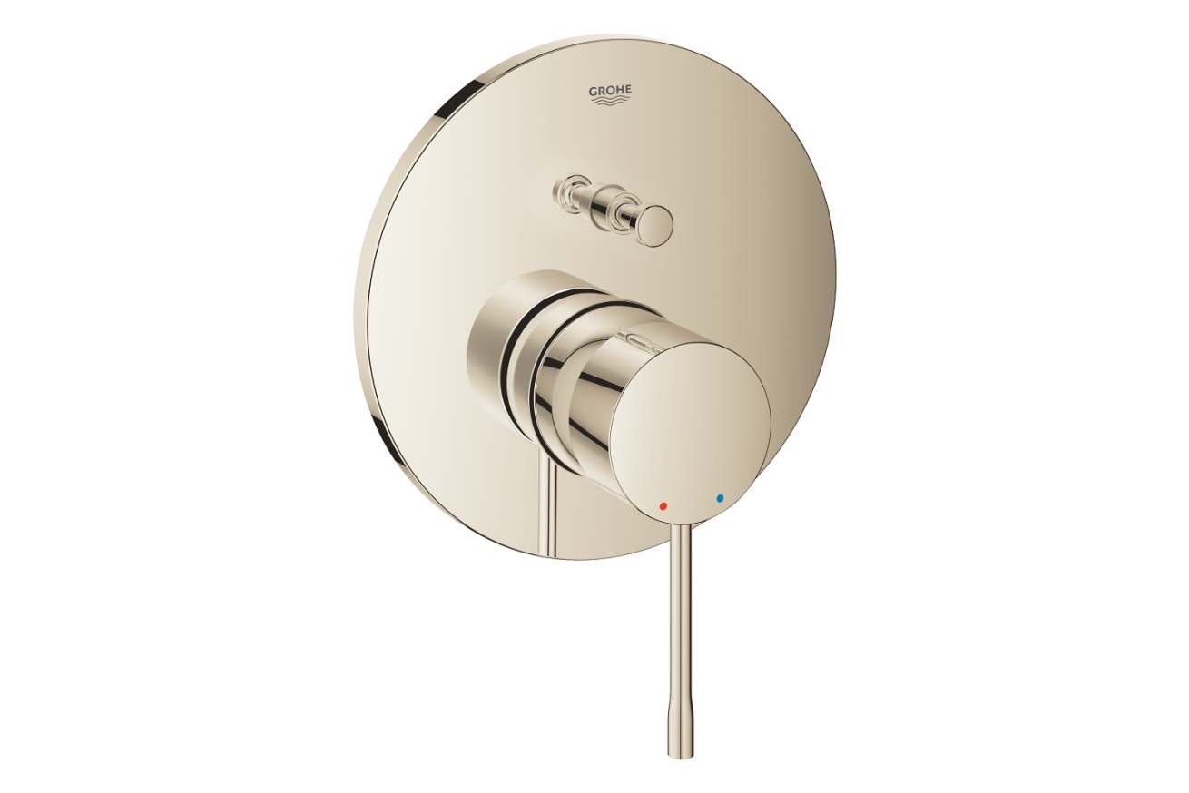 Внешняя часть смесителя для ванны GROHE Essence скрытого монтажа на 2 потребителя, круглая, никель глянец (24167BE1)