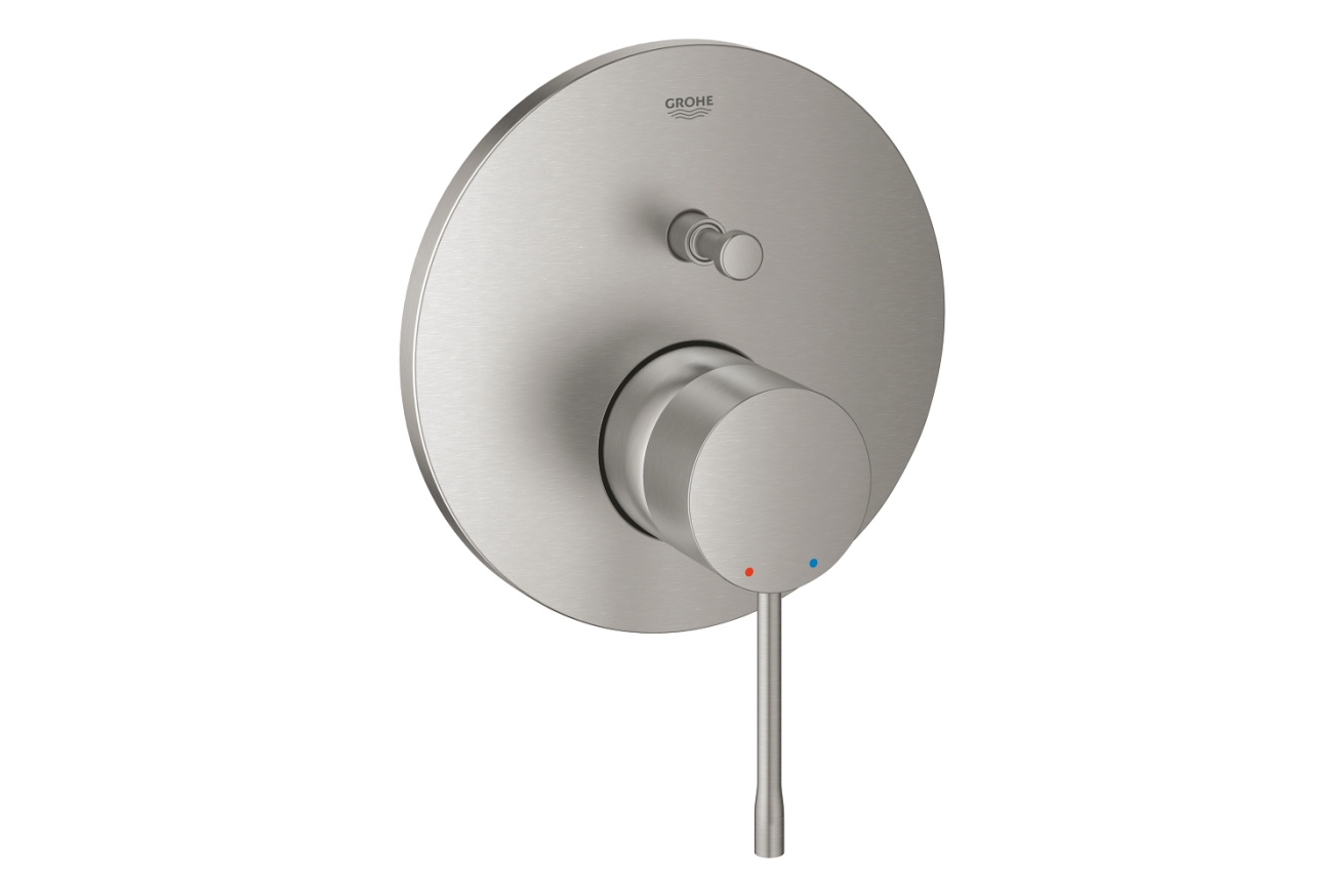 Внешняя часть смесителя для ванны GROHE Essence скрытого монтажа на 2 потребителя, круглая, суперсталь (24167DC1)