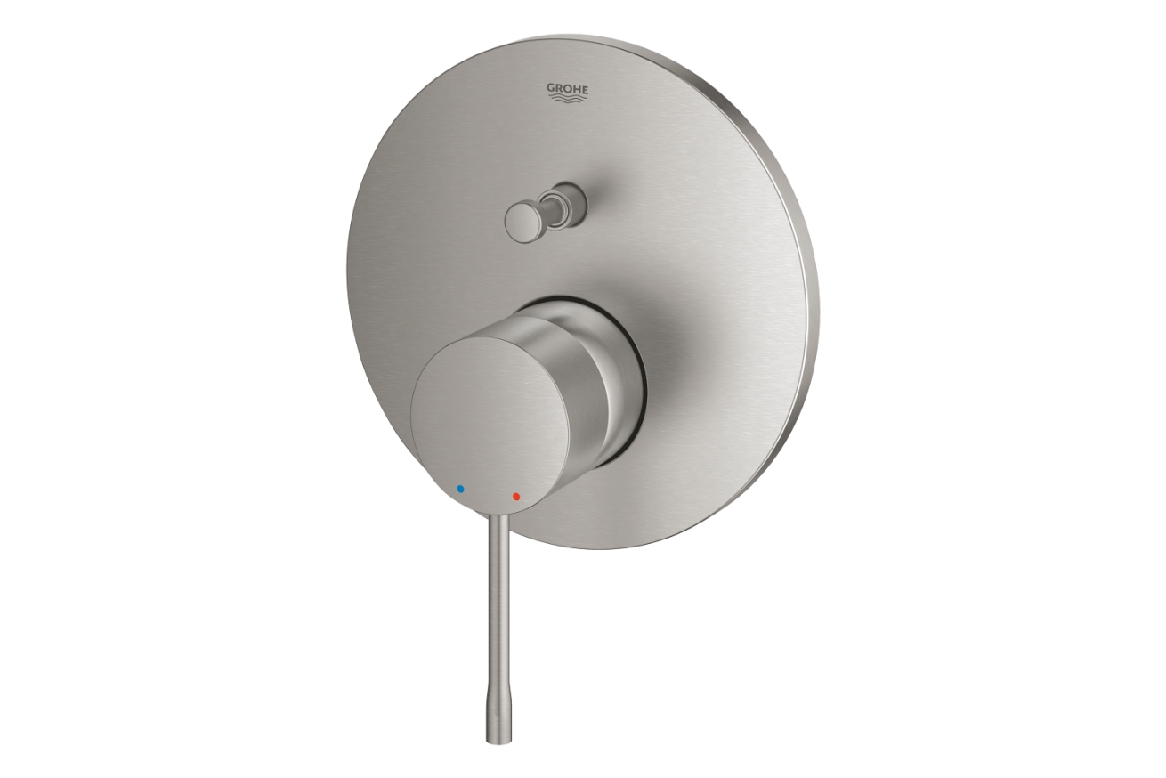 Внешняя часть смесителя для ванны GROHE Essence скрытого монтажа на 2 потребителя, круглая, суперсталь (24167DC1)