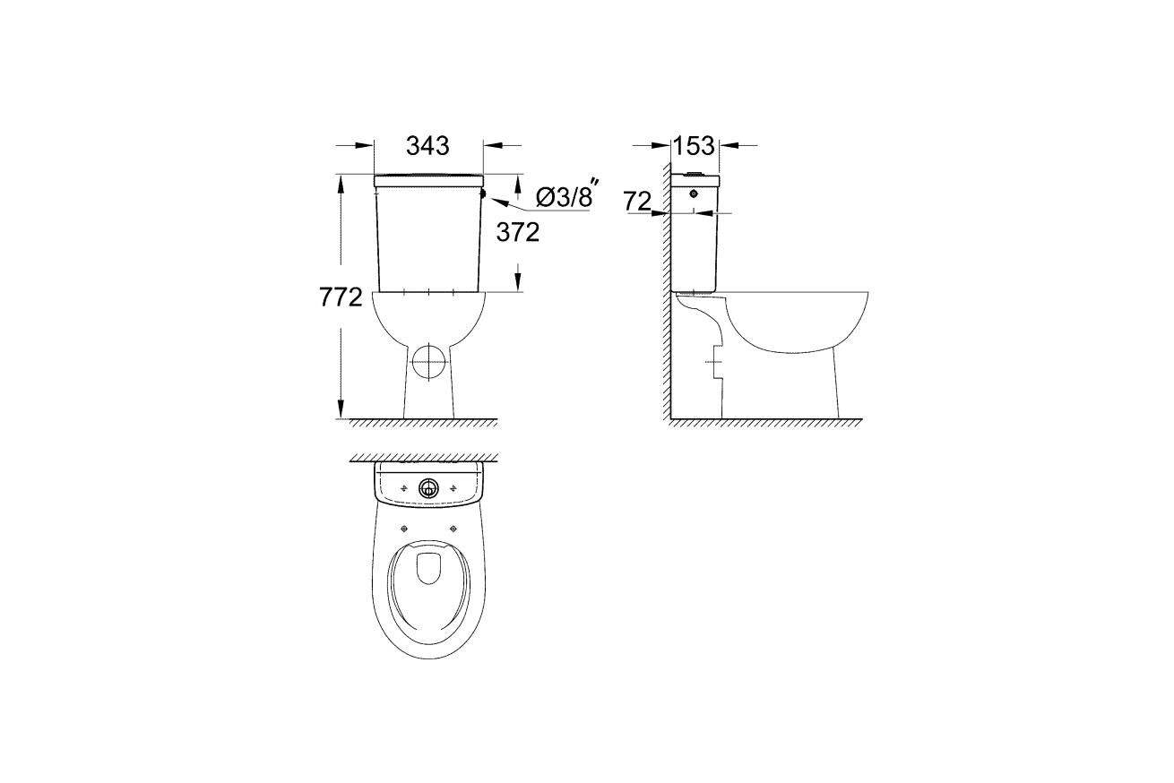 Смывной бачок для унитаза GROHE Bau Ceramic, альпин-белый (39437000)