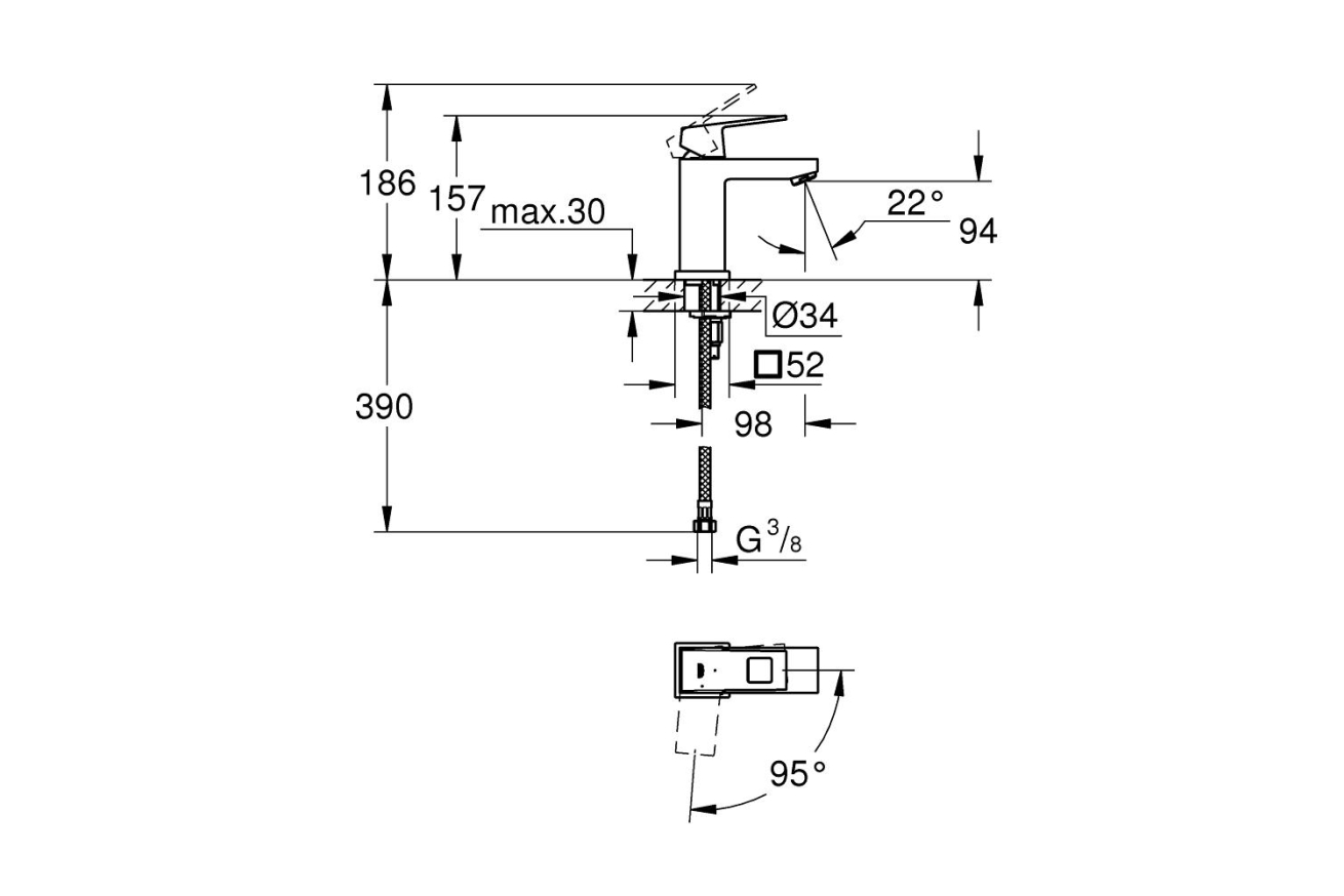 Смеситель для раковины GROHE Eurocube, S-size, хром (2339200E)