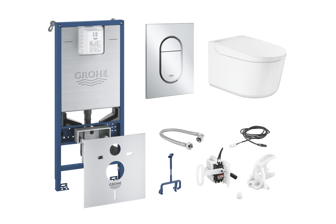 Набор унитаз-биде GROHE Sensia Pro с панелью смыва, системой инсталляции и комплектом для автоматического смыва (120170)
