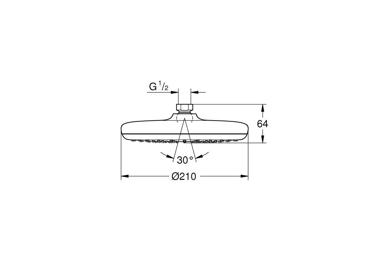 Верхний душ GROHE Tempesta 210, 9,5 л/мин, 1 режим, хром (26410000)