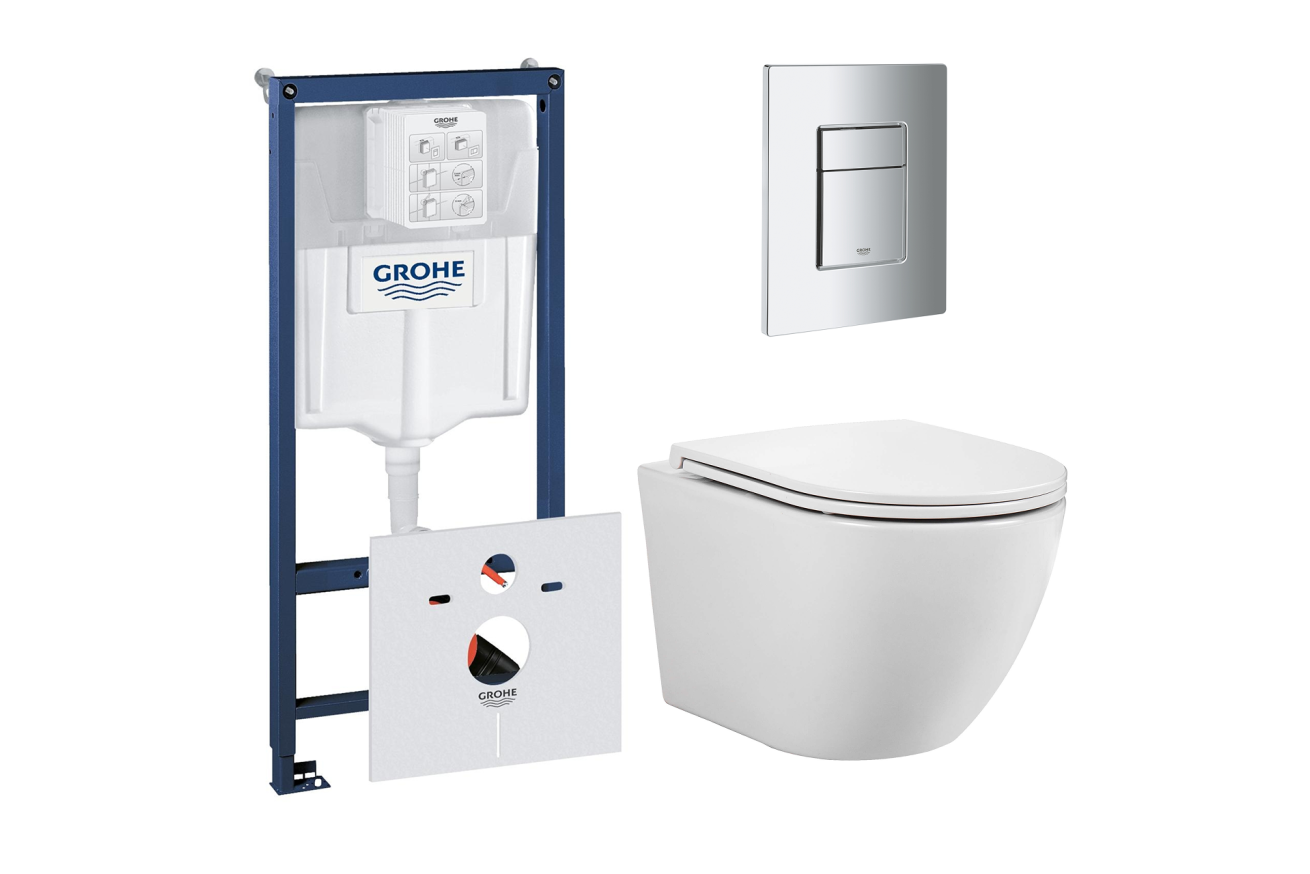 Комплект инсталляции GROHE 38775001 с унитазом Aquatek ЕВРОПА и сиденьем с микролифтом (NW0148)