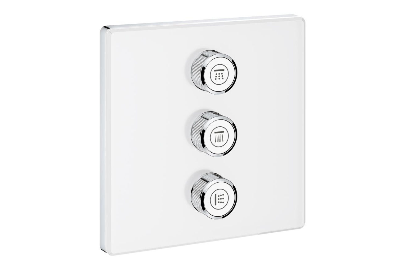 Внешняя часть переключателя потоков GROHE Grohtherm SmartControl на 3 положения, квадратная, белая луна (29158LS0)