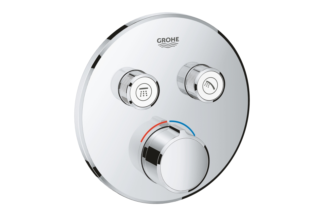 Внешняя часть смесителя для ванны и душа GROHE SmartControl круглая, на 2 потребителя, хром (29145000)