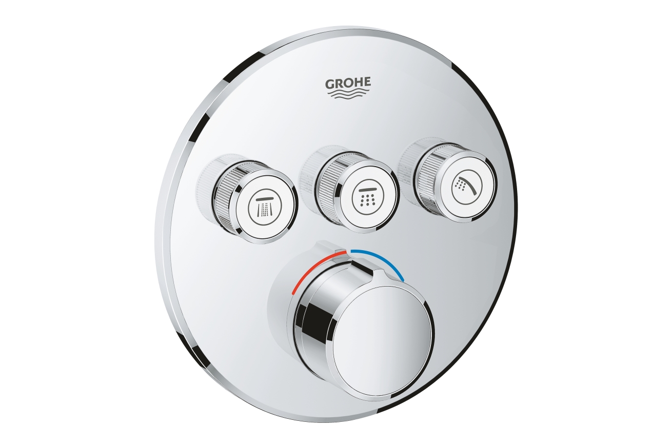 Внешняя часть смесителя для ванны и душа GROHE SmartControl круглая, на 3 потребителя, хром (29146000)
