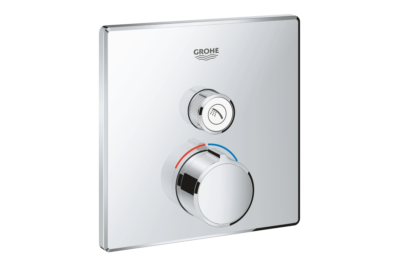 Внешняя часть смесителя для ванны и душа GROHE SmartControl квадратная, на 1 потребителя, хром (29147000)