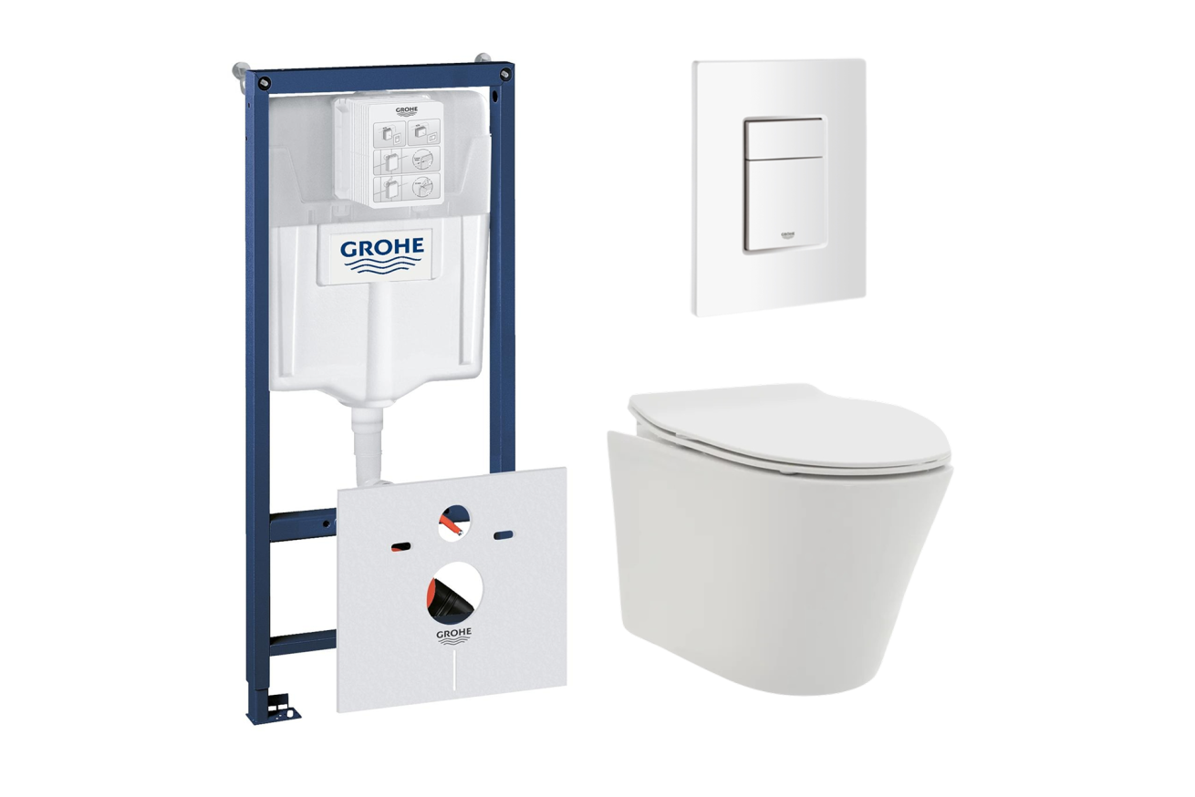 Комплект инсталляции GROHE 38772SH0 с унитазом AQUAme AQM2001 и сиденьем с микролифтом (NW0176)