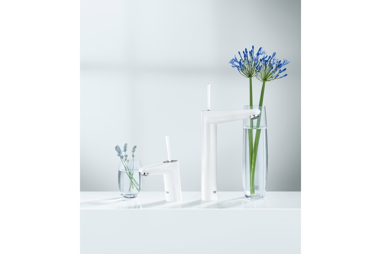 Смеситель для раковины GROHE Eurodisc Joy с донным клапаном, S-size, белая луна (23425LS0)