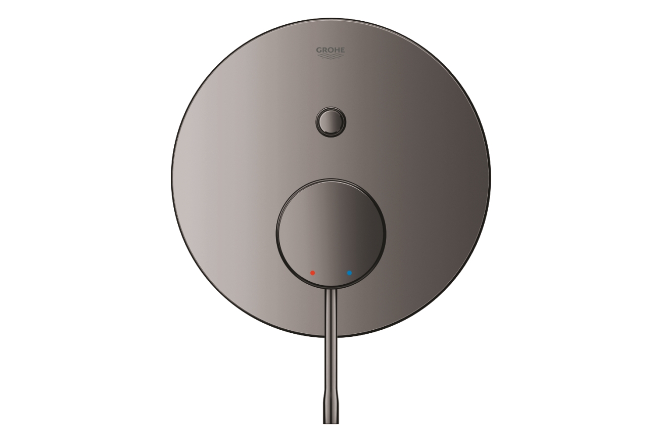 Внешняя часть смесителя для ванны GROHE Essence скрытого монтажа на 2 потребителя, круглая, темный графит глянец (24167A01)