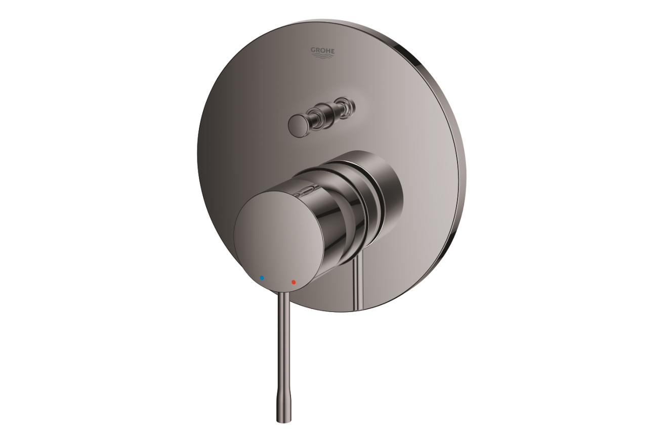 Внешняя часть смесителя для ванны GROHE Essence скрытого монтажа на 2 потребителя, круглая, темный графит глянец (24167A01)