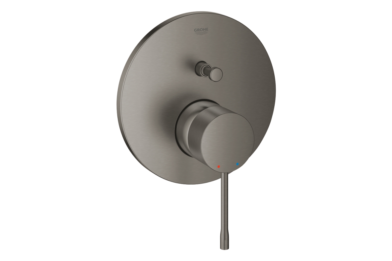 Внешняя часть смесителя для ванны GROHE Essence скрытого монтажа на 2 потребителя, круглая, темный графит матовый (24167AL1)