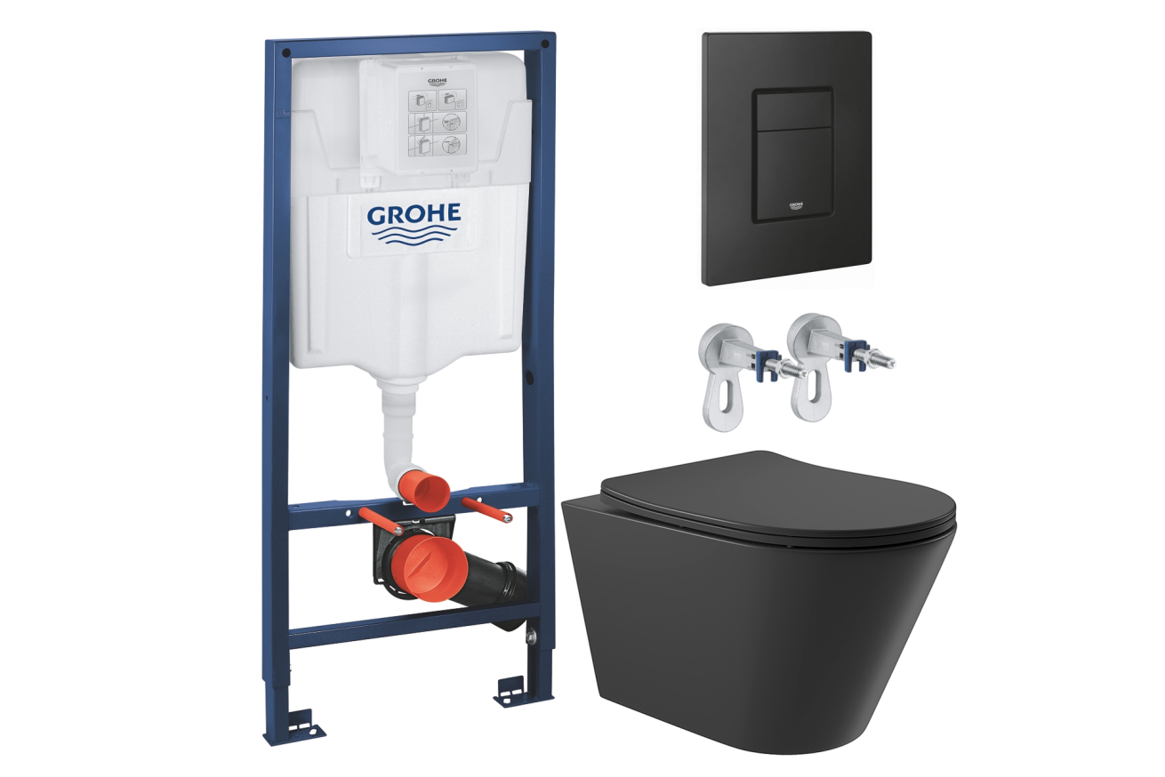 Комплект инсталляции GROHE Solido 38811KF0 с унитазом Aqueduto CONE CON0140 и сиденьем с микролифтом (NW0227)